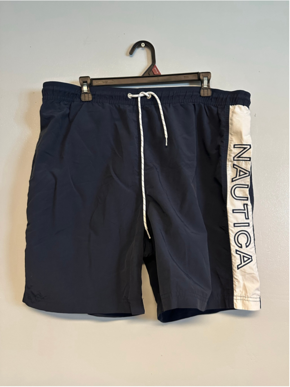 Nautica Swim Trunks Size Large Navy White Logo